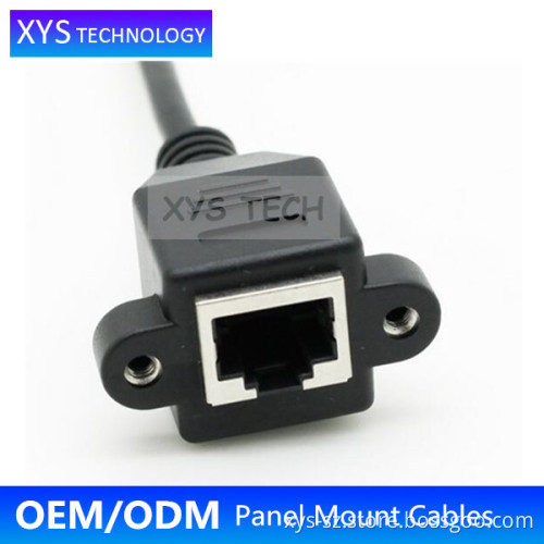 XYS TECH UP Angle RJ45 male to RJ45 female with Screws Panel Mount UTP Cat5e Patch Cord/